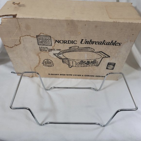 Nordic Unbreakables, Heavy Cast Aluminum, 2-Quart Dish w/Cover & Rack, Vintage - Picture 8 of 9